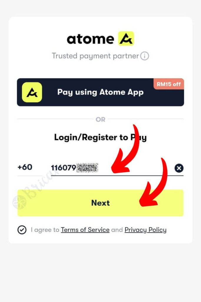 Atome payment step 4