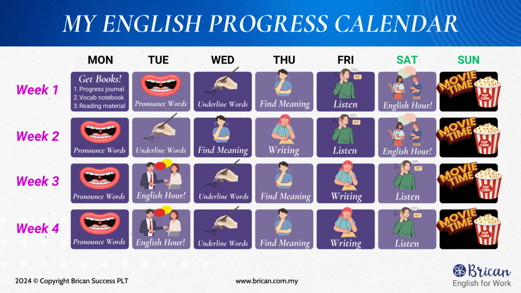 My English Progress Calendar