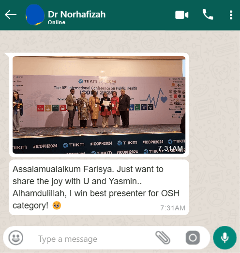 drnorhafizah whatsapp win best presenter