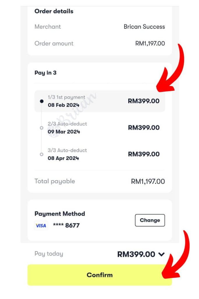 Atome payment step 11