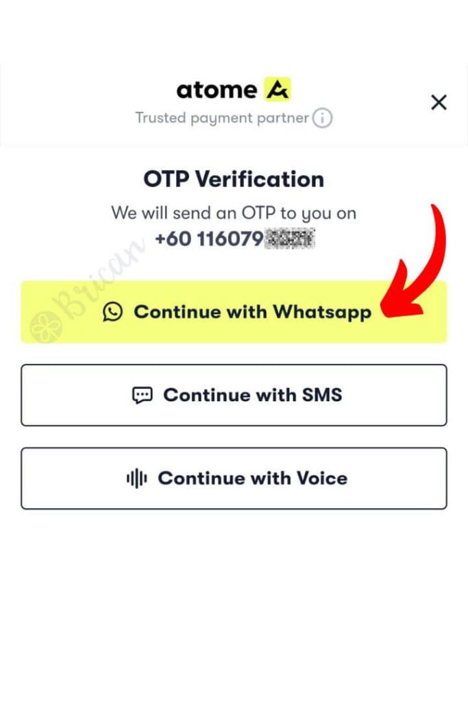Atome payment step 5