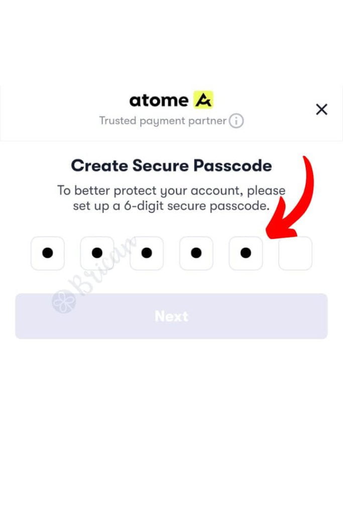 Atome payment step 7